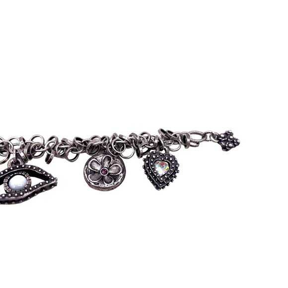 Patricia Locke 7.5 Silver Charm Bracelet With Colorful Gemstones & Unique Design - Picture 3 of 7